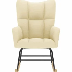 vidaXL Silla mecedora de tela color Crema