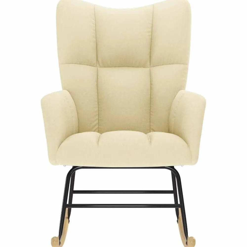 vidaXL Silla mecedora de tela color Crema