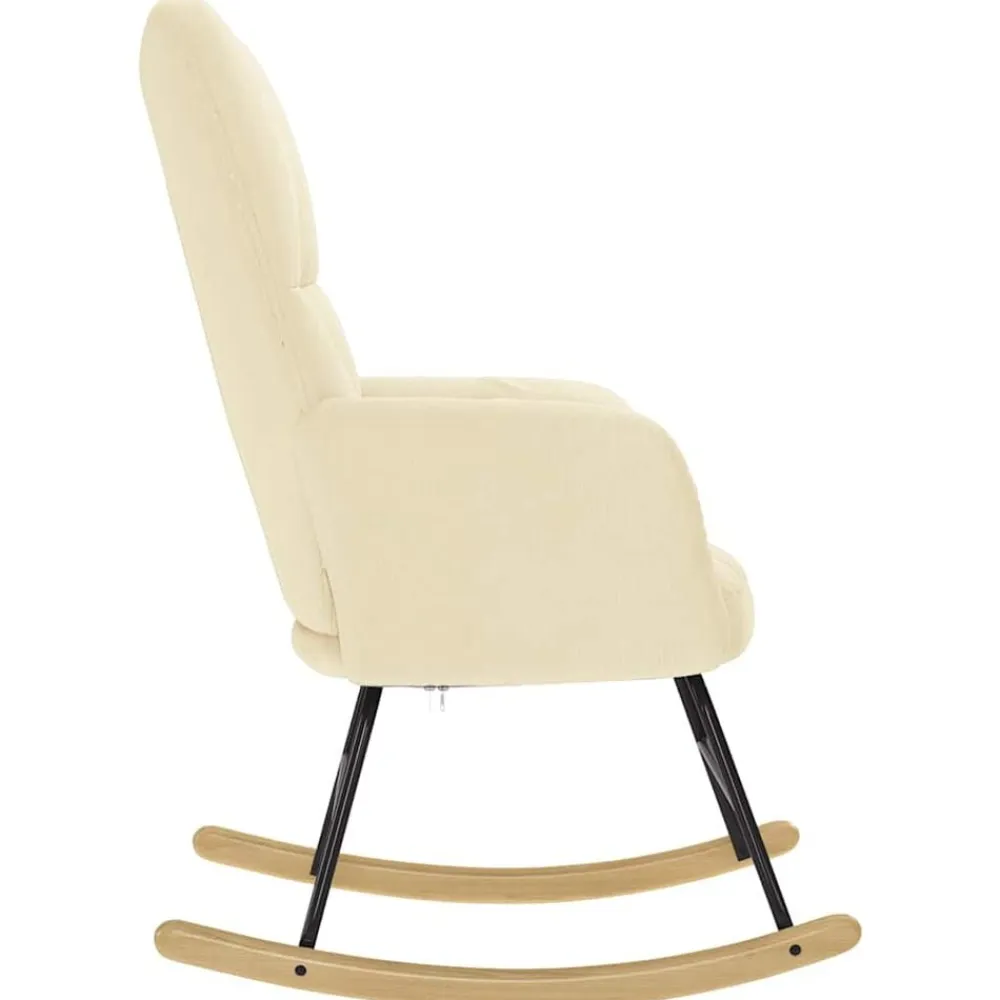 vidaXL Silla mecedora de tela color Crema
