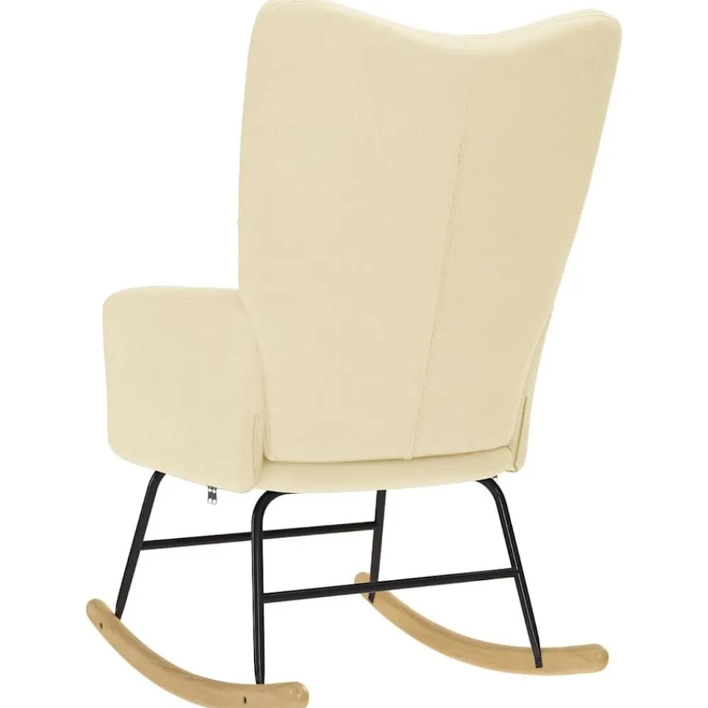 vidaXL Silla mecedora de tela color Crema