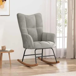 vidaXL Silla mecedora de terciopelo Gris claro Hot