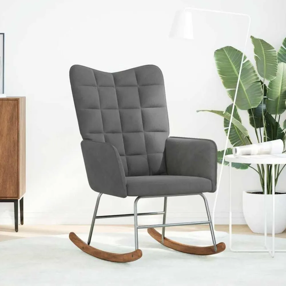 vidaXL Sillas-Silla mecedora de terciopelo