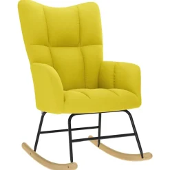 vidaXL Sillas-Silla mecedora de tela amarillo clara