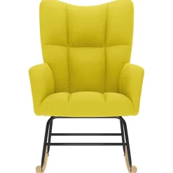vidaXL Sillas-Silla mecedora de tela amarillo clara