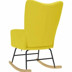vidaXL Sillas-Silla mecedora de tela amarillo clara