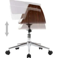 vidaXL Silla oficina giratoria madera curvada cuero sintético Blanco Online