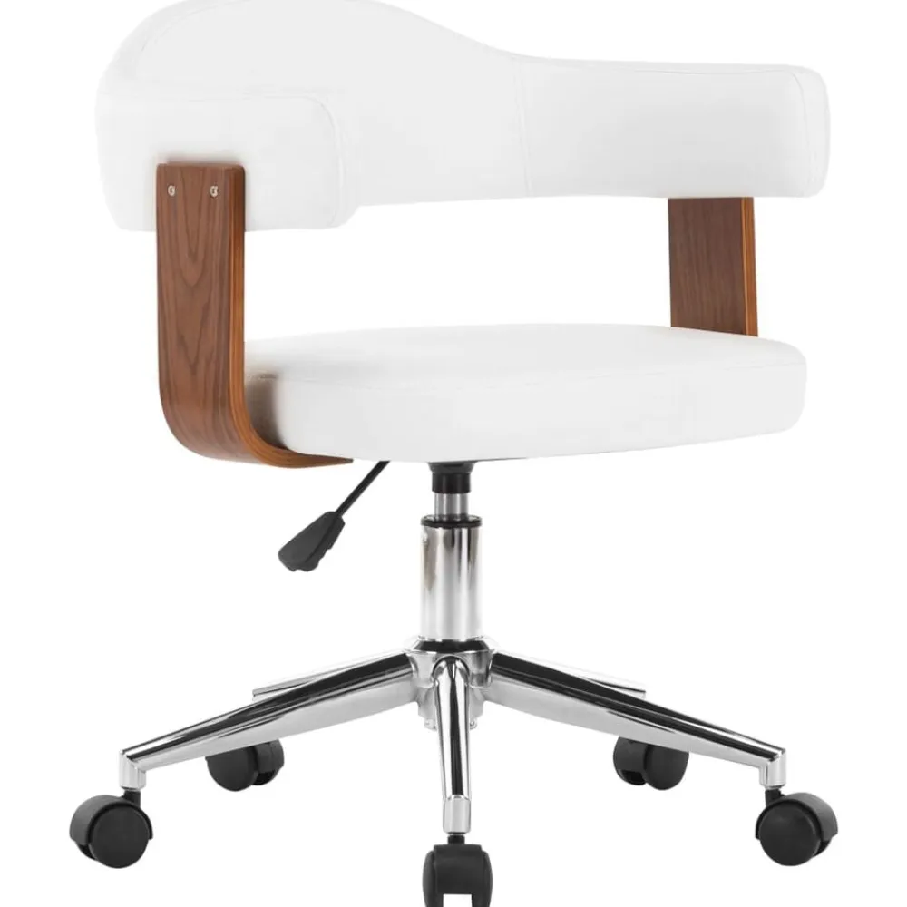 vidaXL Mobiliario De Oficina-Silla oficina giratoria madera curvada cuero sintético