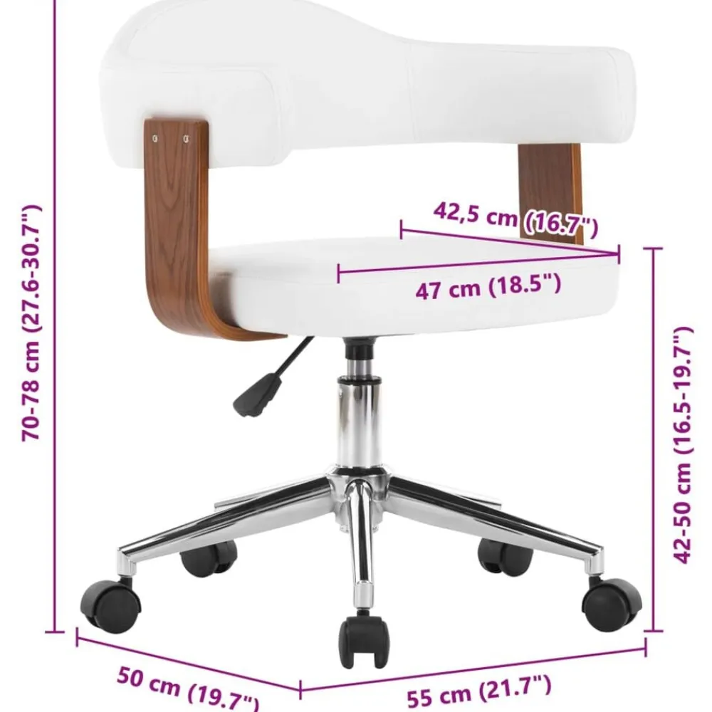 vidaXL Mobiliario De Oficina-Silla oficina giratoria madera curvada cuero sintético