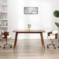 vidaXL Mobiliario De Oficina-Silla oficina giratoria madera curvada cuero sintético