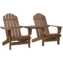 vidaXL Sillas Adirondack de jardín y mesita madera maciza abeto marrón Marr&oacute;n Best
