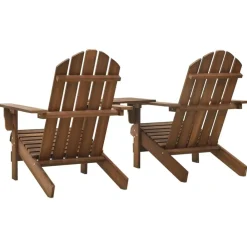 vidaXL Sillas Adirondack de jardín y mesita madera maciza abeto marrón Marr&oacute;n Best