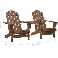 vidaXL Sillas Adirondack de jardín y mesita madera maciza abeto marrón Marr&oacute;n Best