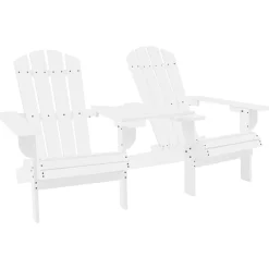 vidaXL Sillas Adirondack de jardín y mesita madera maciza abeto Blanco Hot
