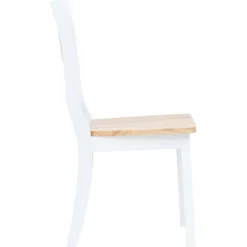 vidaXL Sillas comedor 2 uds madera maciza caucho blanco y madera claro blanco y natural Outlet