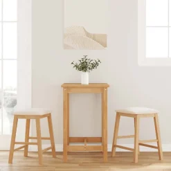 vidaXL Sillas-Sillas de bar con cojines 2 uds madera maciza caucho