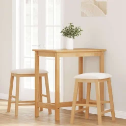 vidaXL Sillas-Sillas de bar con cojines 2 uds madera maciza caucho