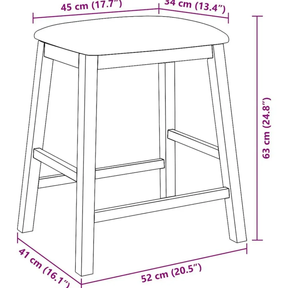 vidaXL Sillas de bar con cojines 2 uds madera maciza marrón caucho Marrón y claro Outlet