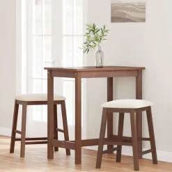 vidaXL Sillas de bar con cojines 2 uds madera maciza marrón caucho Marrón y claro Outlet