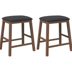 vidaXL Sillas-Sillas de bar con cojines 2 uds madera maciza marrón caucho