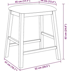 vidaXL Sillas-Sillas de bar con cojines 2 uds madera maciza marrón caucho