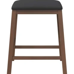 vidaXL Sillas-Sillas de bar con cojines 2 uds madera maciza marrón caucho