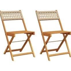 vidaXL Muebles De Jardín-Sillas de bistró 2 uds madera maciza de acacia ratán PE