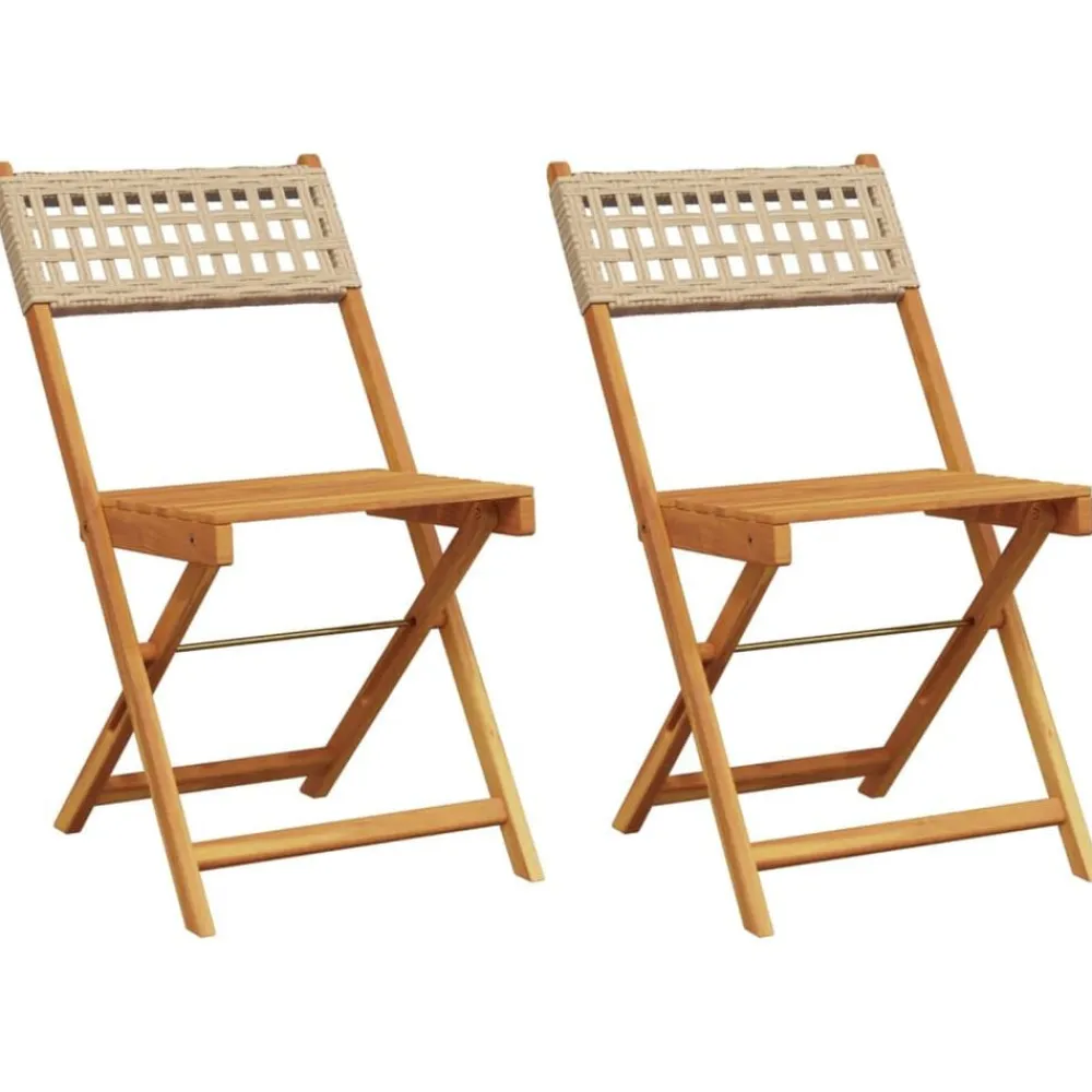 vidaXL Muebles De Jardín-Sillas de bistró 2 uds madera maciza de acacia ratán PE