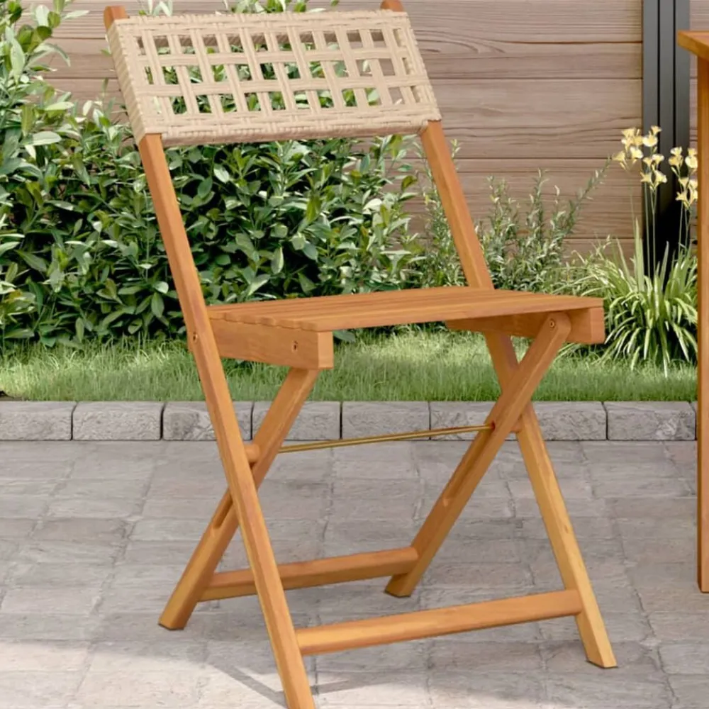 vidaXL Muebles De Jardín-Sillas de bistró 2 uds madera maciza de acacia ratán PE