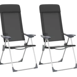 vidaXL Sillas de camping plegables de aluminio 2 unidades Negro