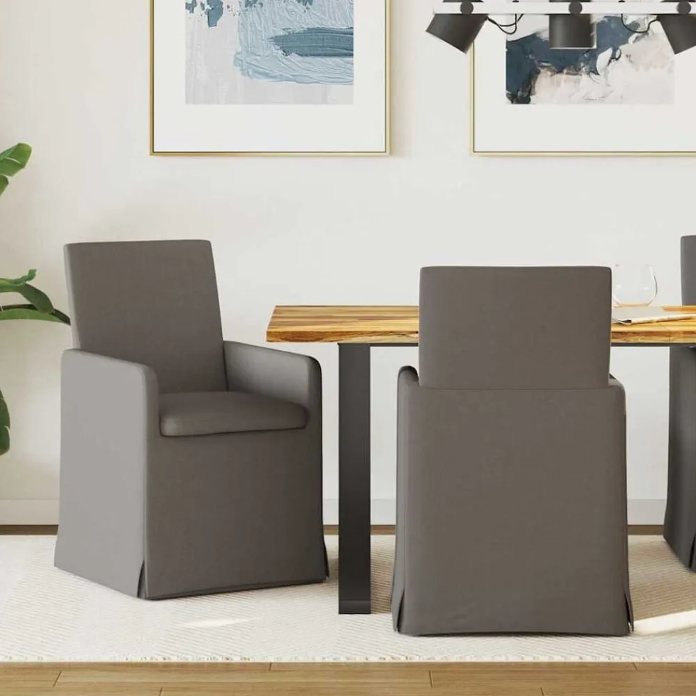 vidaXL Sillas de comedor 2 pcs 57 x 67 x 95 cm Lino Gris claro Outlet