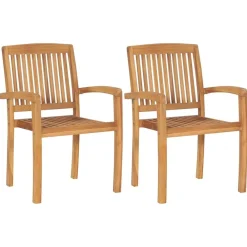 vidaXL Sillas de comedor de jardín apilables 2 uds madera maciza teca Best