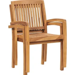vidaXL Sillas de comedor de jardín apilables 2 uds madera maciza teca Best