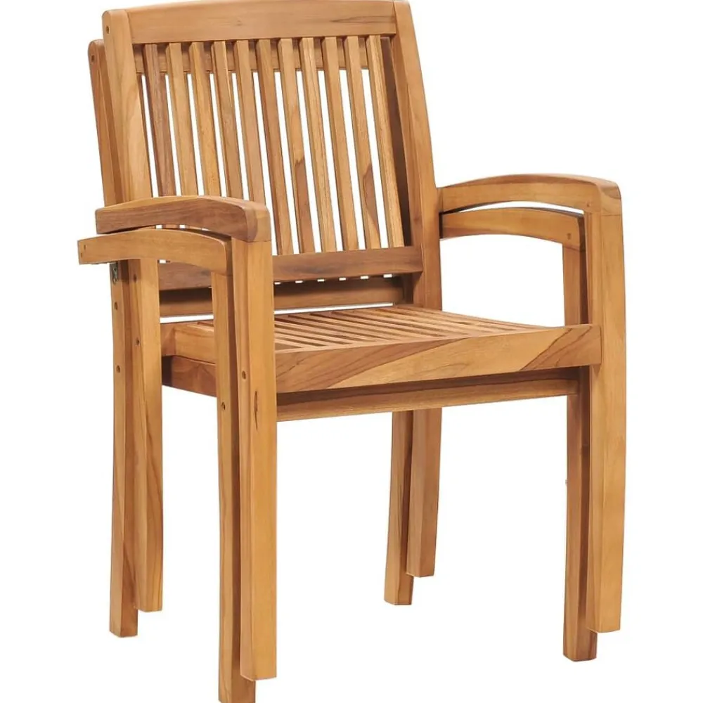 vidaXL Sillas de comedor de jardín apilables 2 uds madera maciza teca Best