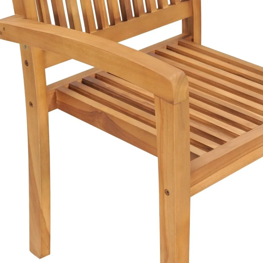 vidaXL Sillas de comedor de jardín apilables 2 uds madera maciza teca Best