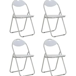 vidaXL Sillas de comedor plegables 4 unidades cuero sintético blanco y gris