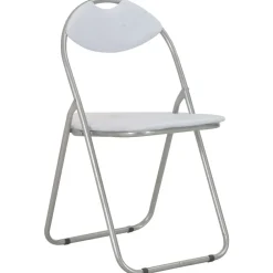 vidaXL Sillas de comedor plegables 4 unidades cuero sintético blanco y gris