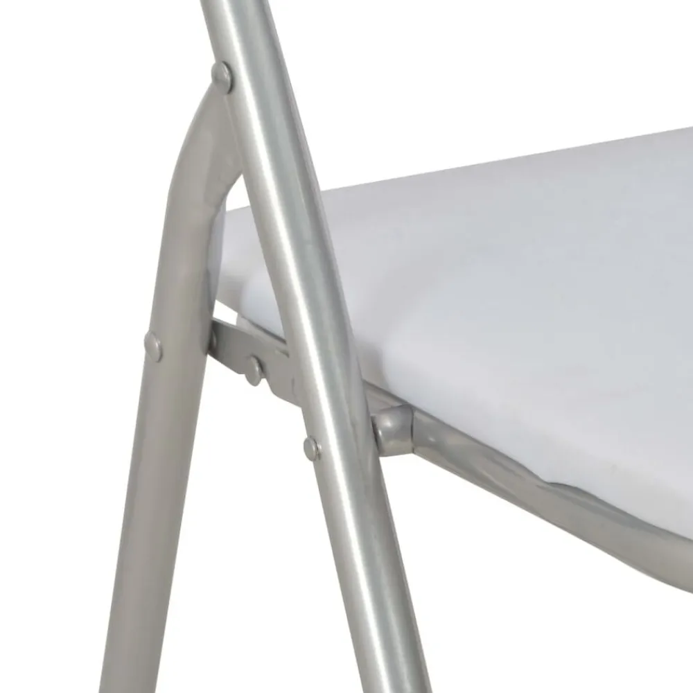 vidaXL Sillas de comedor plegables 4 unidades cuero sintético blanco y gris