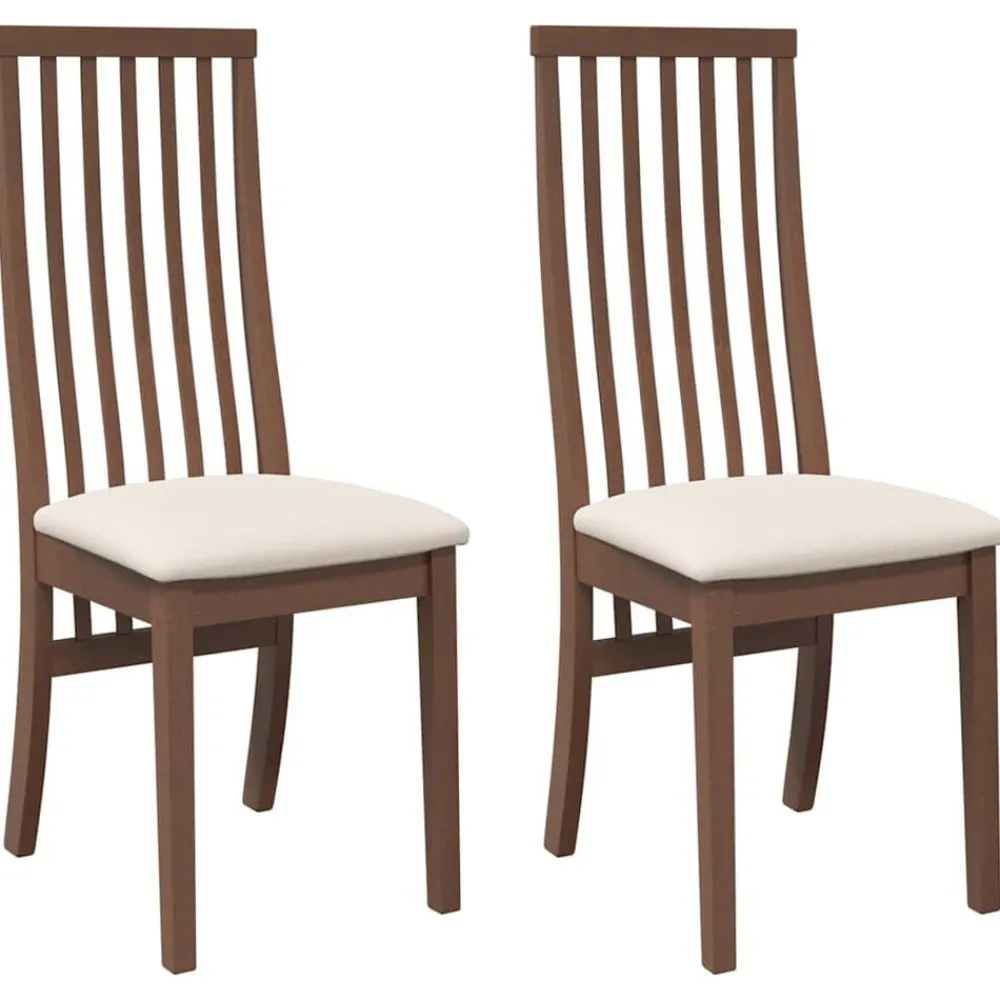 vidaXL Sillas-Sillas de comedor con cojines 2 uds madera maciza marrón caucho