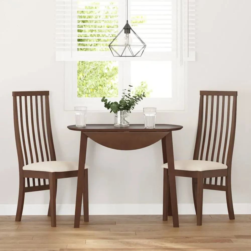 vidaXL Sillas-Sillas de comedor con cojines 2 uds madera maciza marrón caucho