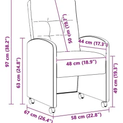 vidaXL Sillas de Comedor con Ruedas 2 pcs 58 x 67 x 97 cm Gris claro Sale