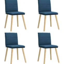 vidaXL Sillas de comedor 4 unidades tela Azul Sale