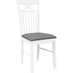 vidaXL Sillas de comedor con cojines 2uds madera maciza blanco caucho Blanco y gris Discount