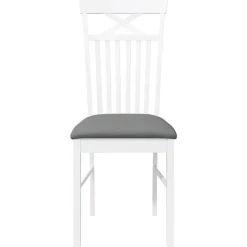 vidaXL Sillas de comedor con cojines 2uds madera maciza blanco caucho Blanco y gris Discount