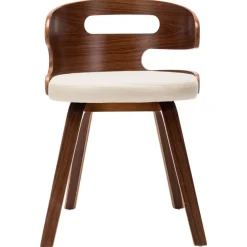 vidaXL Sillas de comedor 4 uds madera curvada y cuero sintético crema crema y marr&oacute;n oscuro Hot