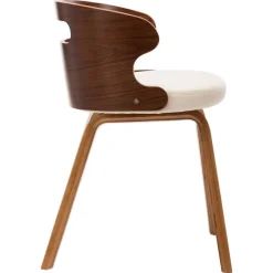vidaXL Sillas de comedor 4 uds madera curvada y cuero sintético crema crema y marr&oacute;n oscuro Hot