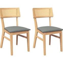 vidaXL Sillas-Sillas de comedor con cojines 2 uds madera maciza caucho