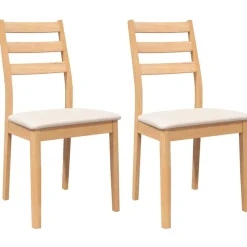 vidaXL Sillas-Sillas de comedor con cojines 2uds madera maciza natural caucho