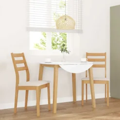 vidaXL Sillas-Sillas de comedor con cojines 2uds madera maciza natural caucho