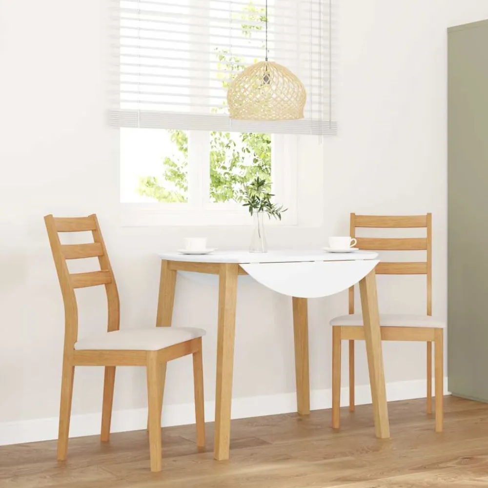 vidaXL Sillas-Sillas de comedor con cojines 2uds madera maciza natural caucho