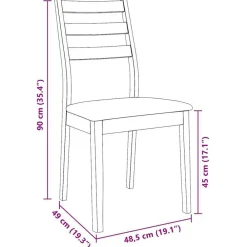 vidaXL Sillas-Sillas de comedor con cojines 2uds madera maciza natural caucho